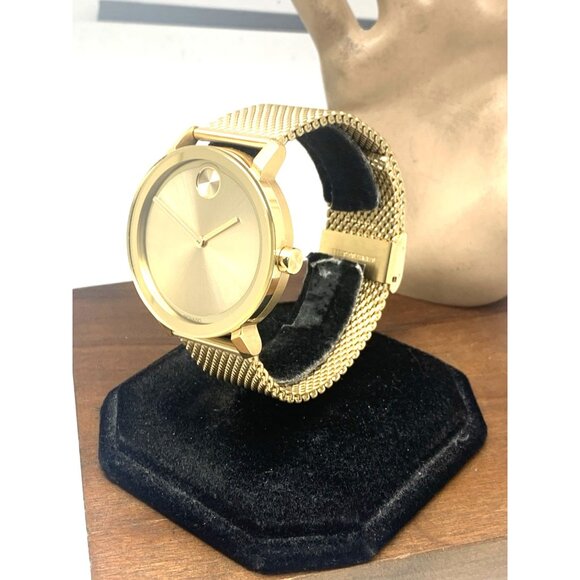 Movado Men's Watch 3600560 Bold Gold Dial Swiss Quartz Steel 40mm Mesh Band - Picture 14 of 14